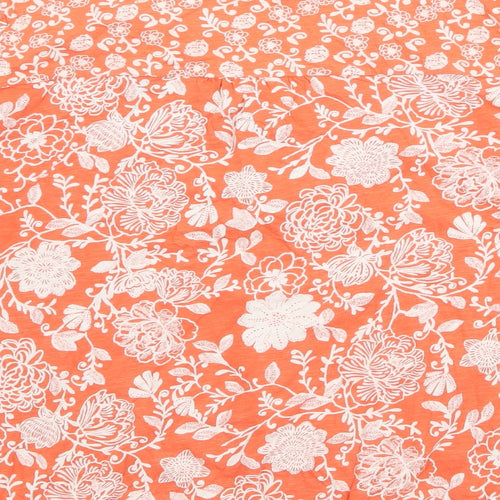 Per Una Womens Orange Floral 100% Cotton Basic Blouse Size 16 V-Neck