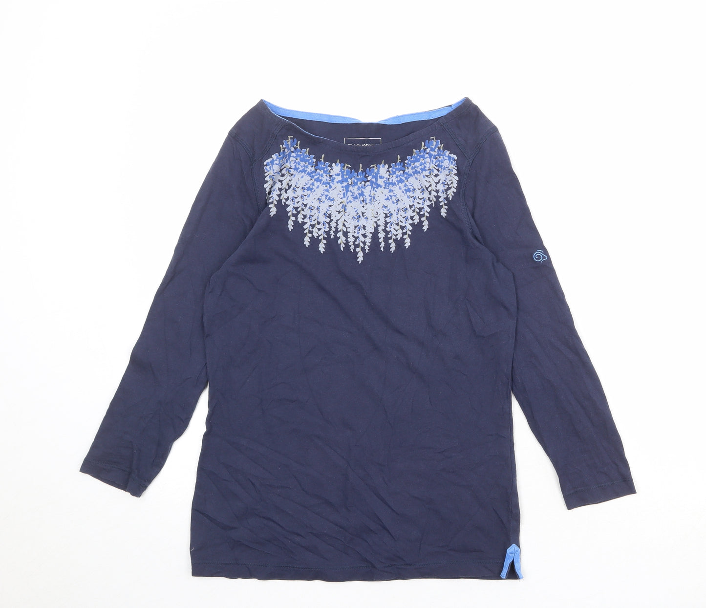 Craghoppers Womens Blue 100% Cotton Basic T-Shirt Size 8 Boat Neck