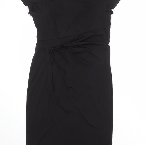 Roman Womens Black Polyester Shift Size 10 Round Neck Pullover - Twist Detail