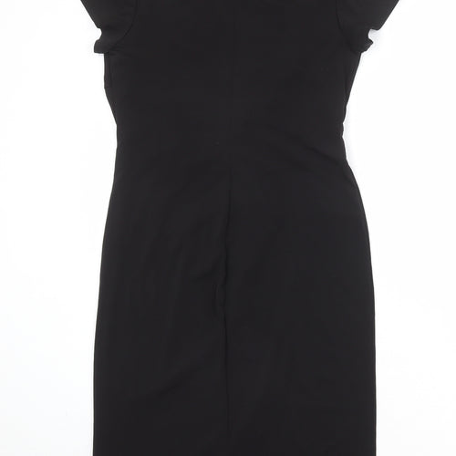 Roman Womens Black Polyester Shift Size 10 Round Neck Pullover - Twist Detail