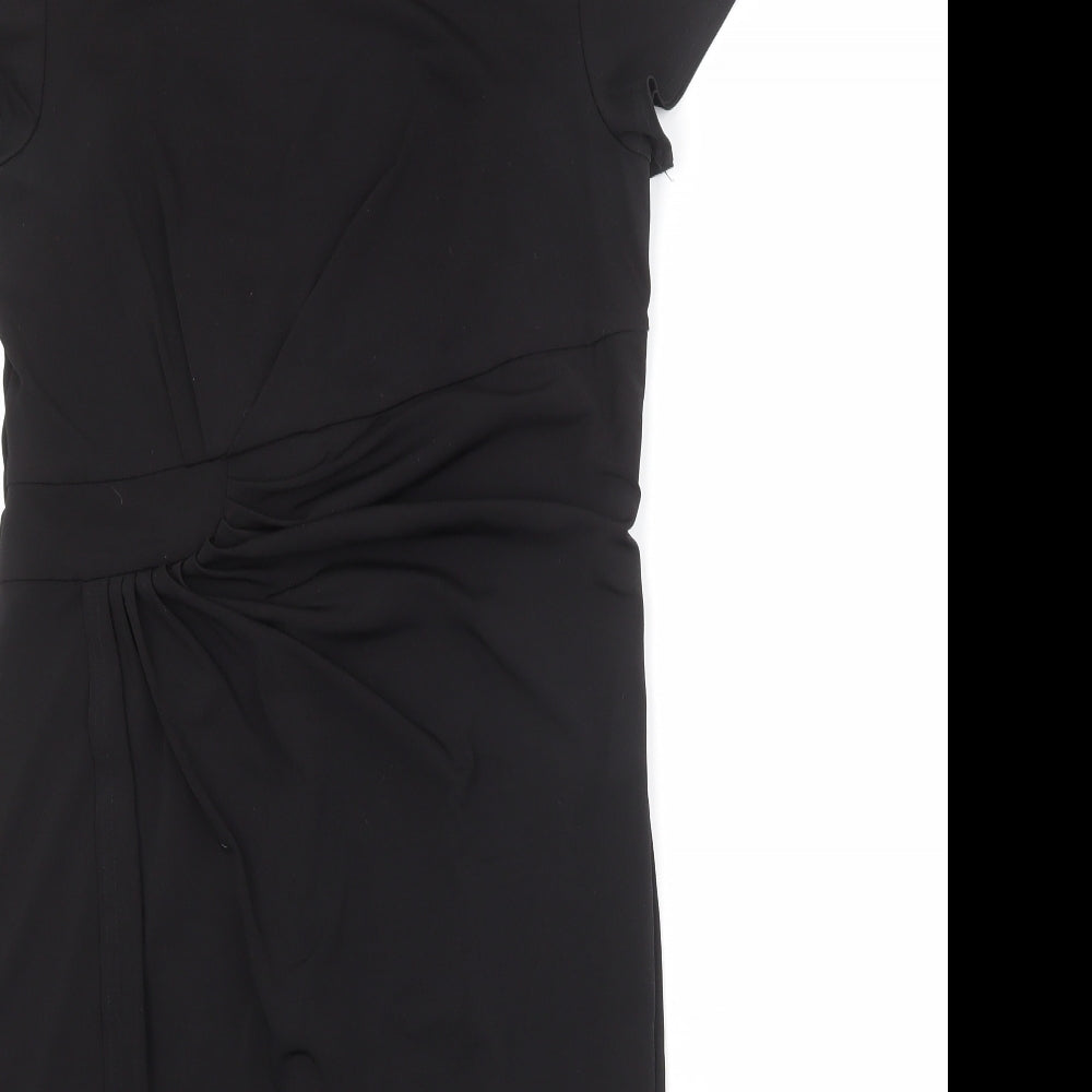 Roman Womens Black Polyester Shift Size 10 Round Neck Pullover - Twist Detail