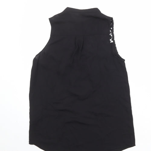 Divided by H&M Womens Black Polyester Basic Button-Up Size 8 Round Neck