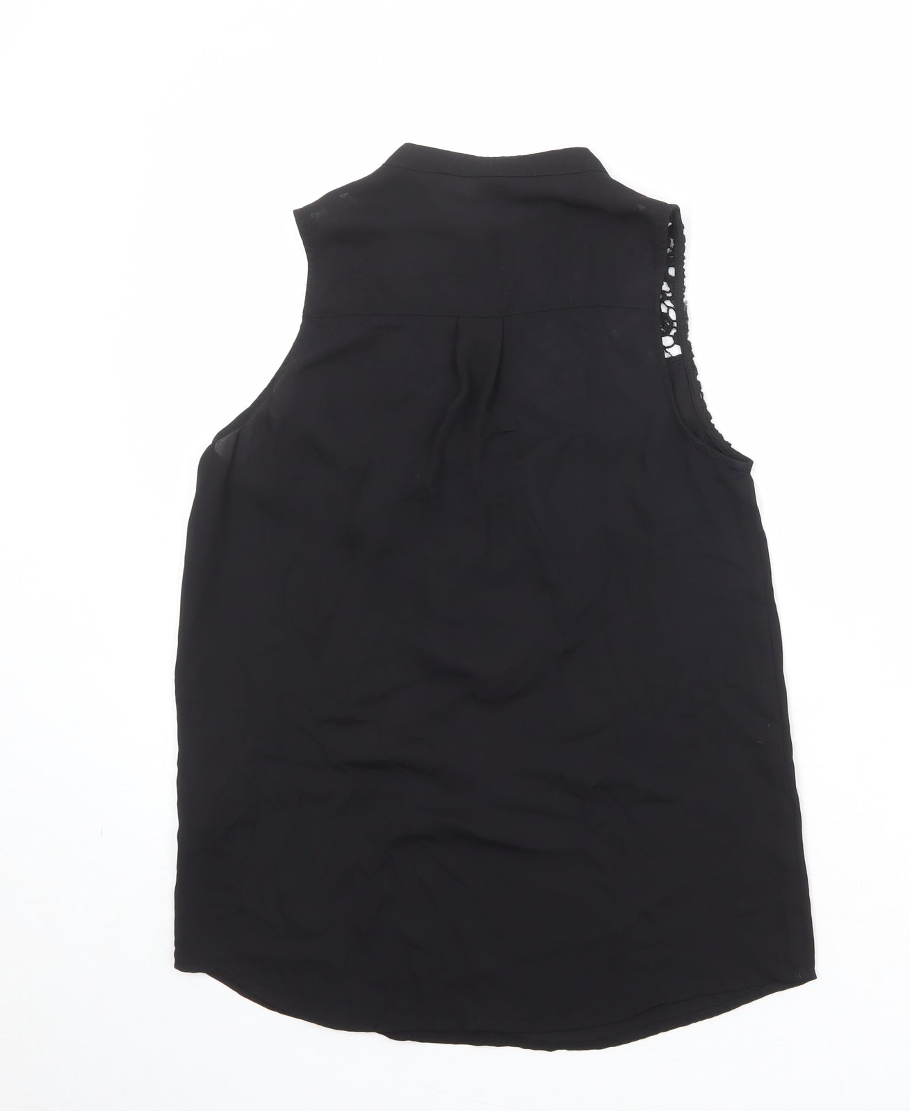Divided by H&M Womens Black Polyester Basic Button-Up Size 8 Round Neck