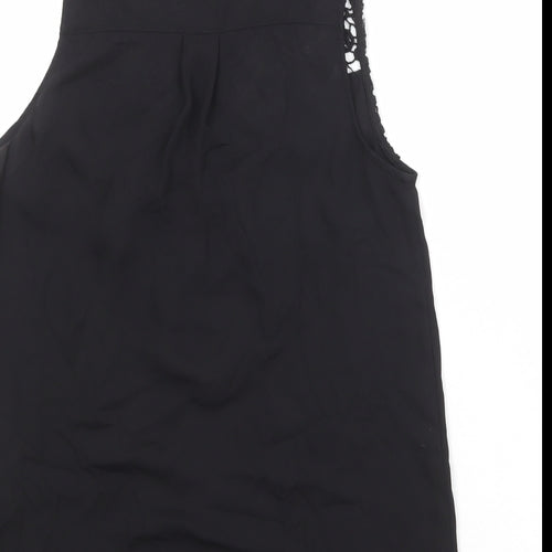 Divided by H&M Womens Black Polyester Basic Button-Up Size 8 Round Neck