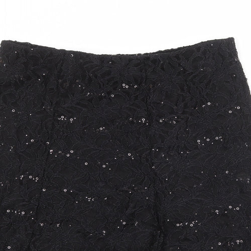 Bonmarché Womens Black Geometric Nylon Swing Skirt Size 16