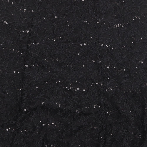 Bonmarché Womens Black Geometric Nylon Swing Skirt Size 16