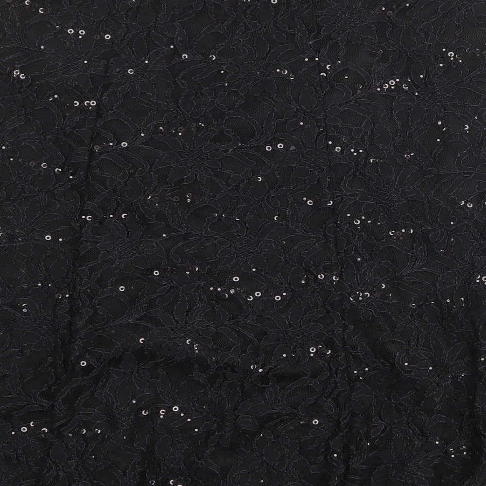 Bonmarché Womens Black Geometric Nylon Swing Skirt Size 16