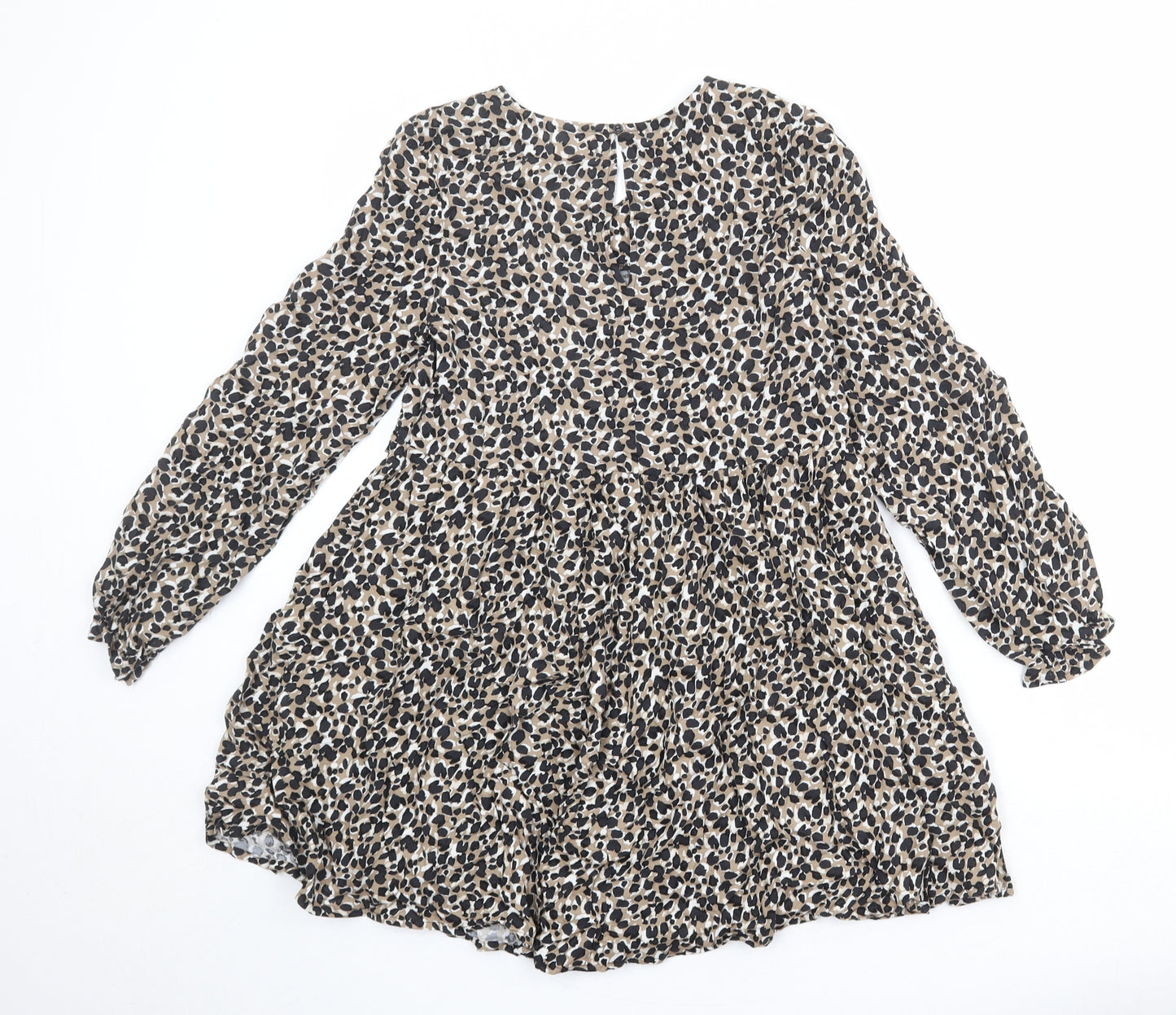 Marks and Spencer Girls Multicoloured Animal Print Viscose A-Line Size 12-13 Years V-Neck Button - Cheetah Print