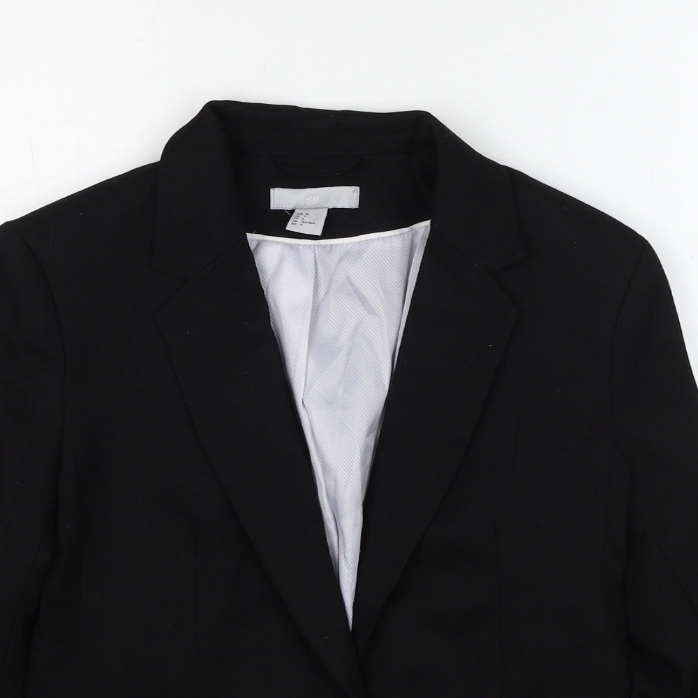 H&M Womens Black Polyester Jacket Blazer Size 10