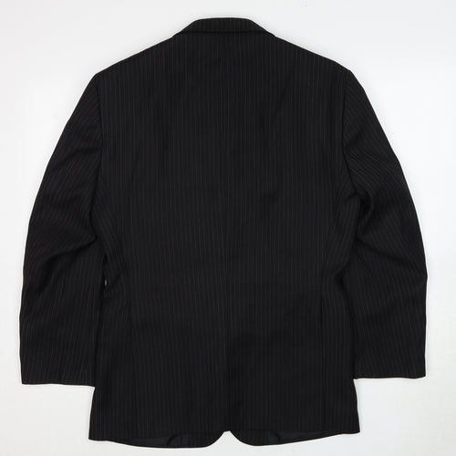 Greenwoods Mens Black Striped Polyester Jacket Suit Jacket Size 36 Regular