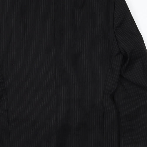Greenwoods Mens Black Striped Polyester Jacket Suit Jacket Size 36 Regular