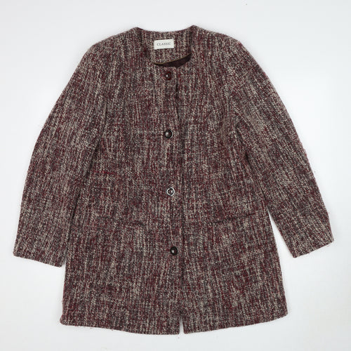 Classic Womens Red Geometric Jacket Size 14 Button
