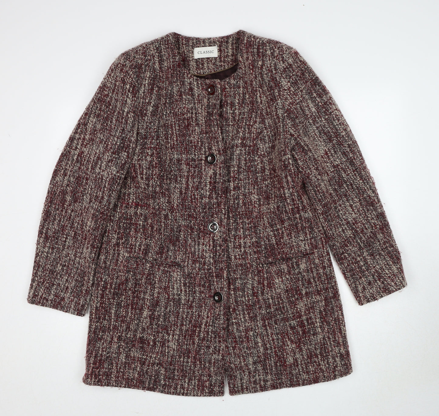 Classic Womens Red Geometric Jacket Size 14 Button