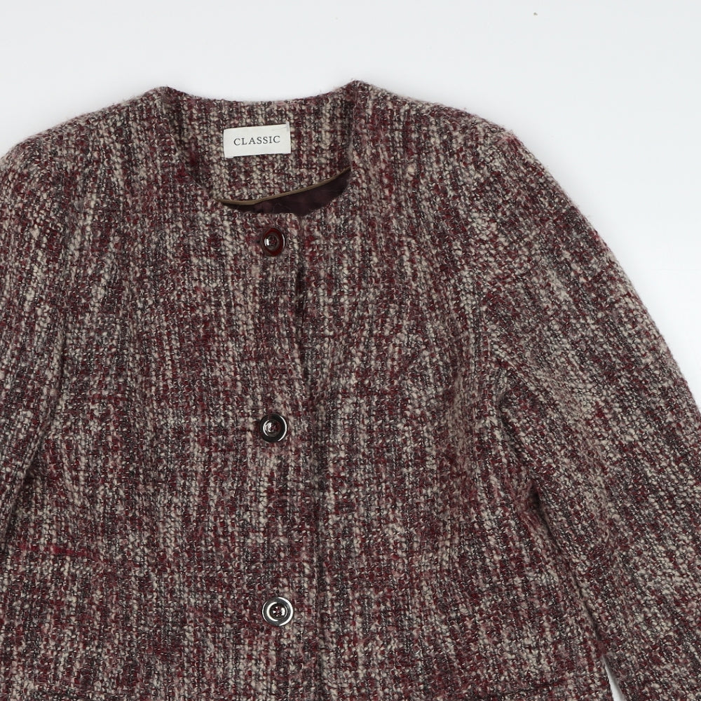 Classic Womens Red Geometric Jacket Size 14 Button