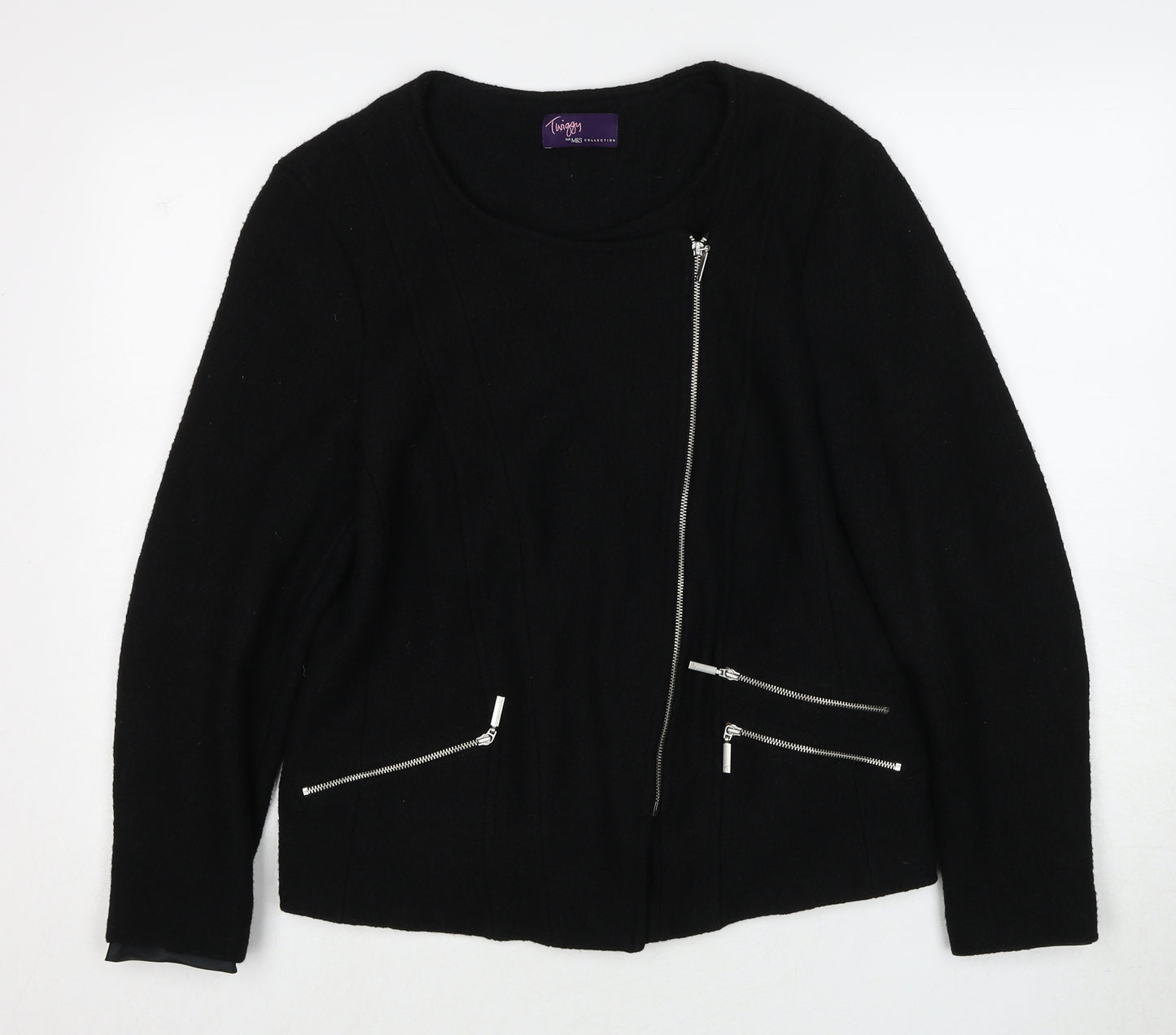 Marks and Spencer Womens Black Jacket Size 14 Zip
