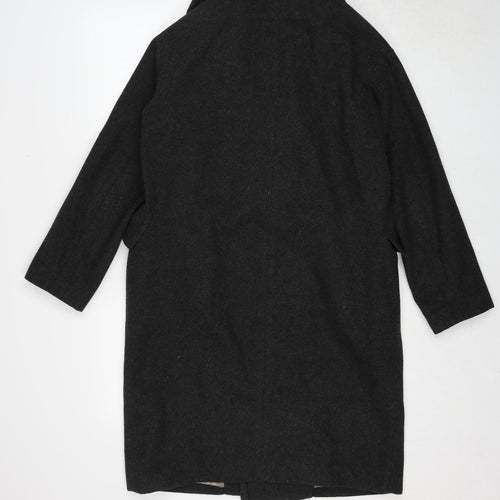 H&M Womens Grey Overcoat Coat Size 6 Button