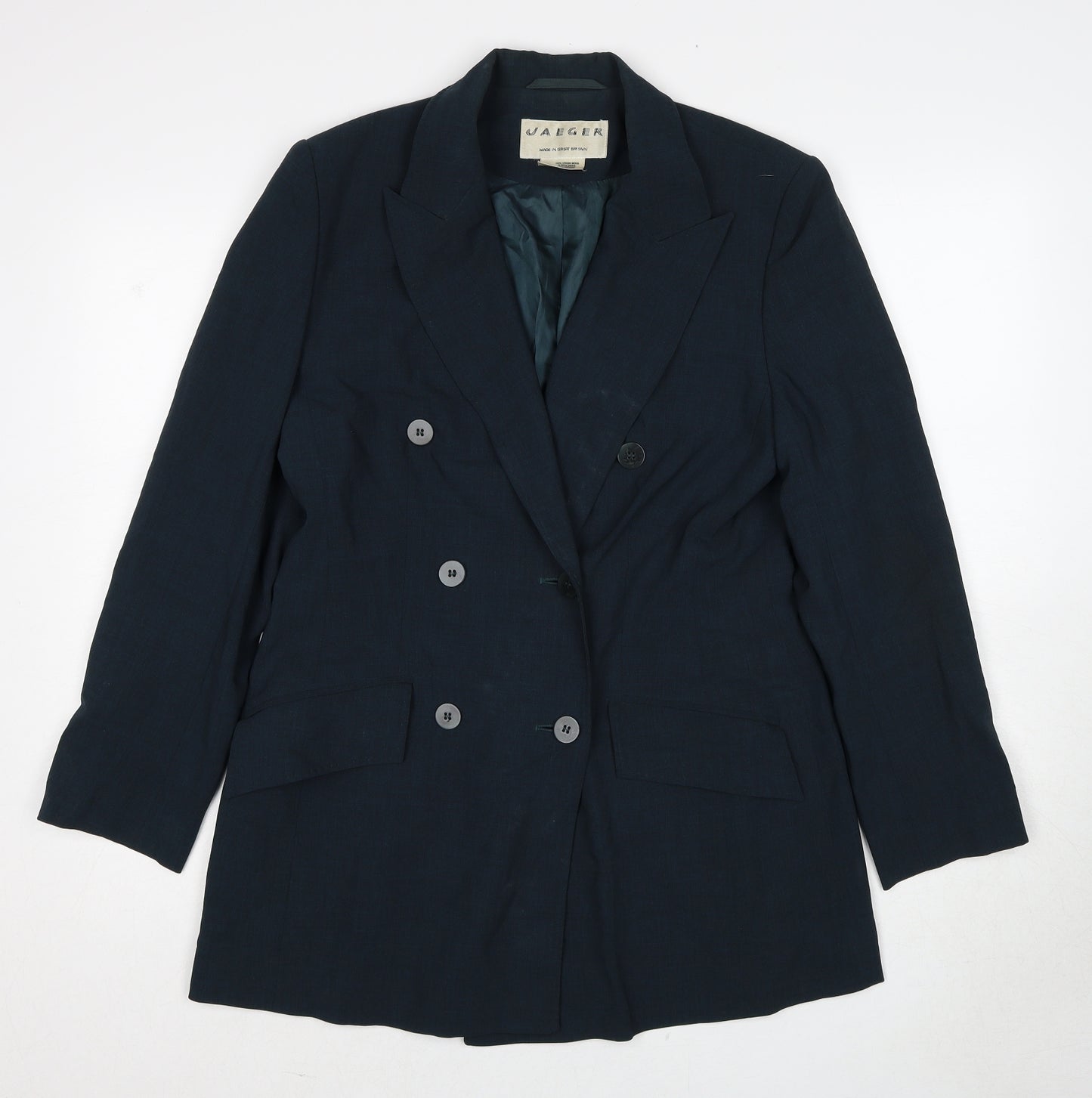 Jaeger Womens Blue Wool Jacket Suit Jacket Size 12