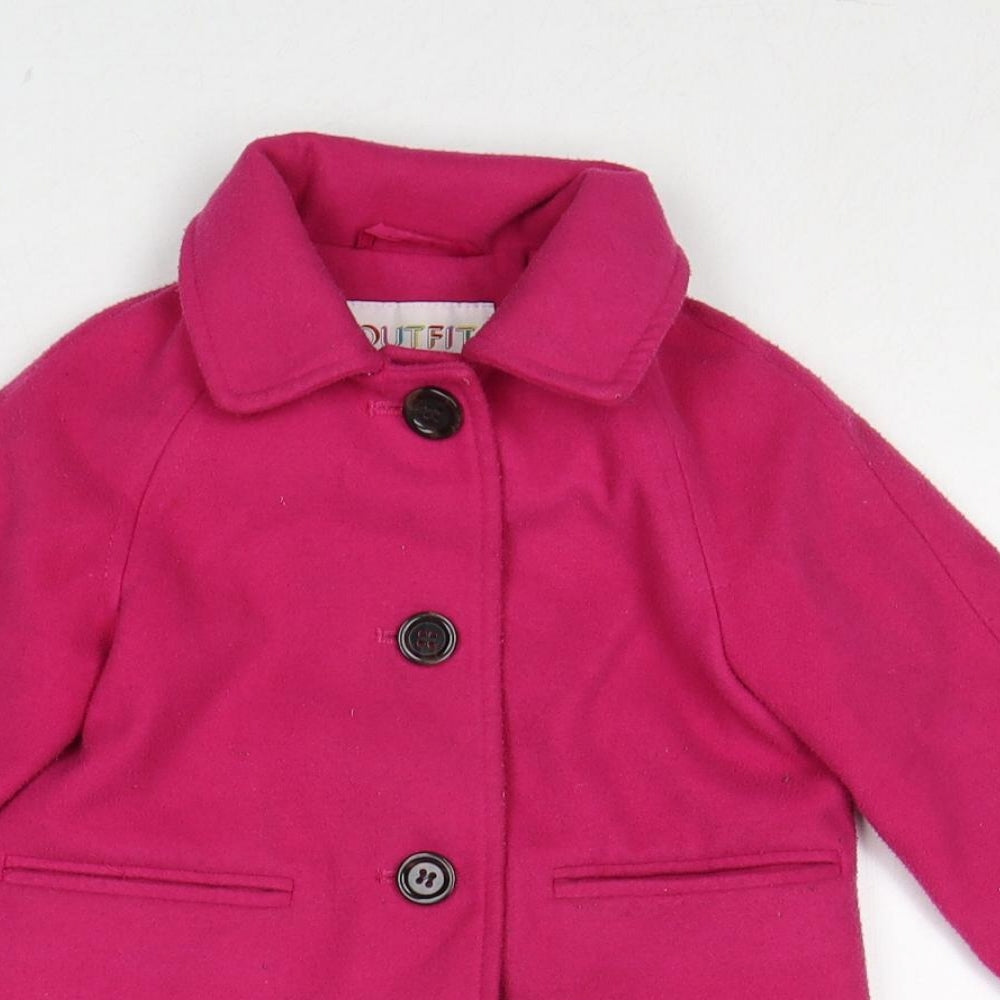 Principles Girls Pink Overcoat Coat Size 3-4 Years Button