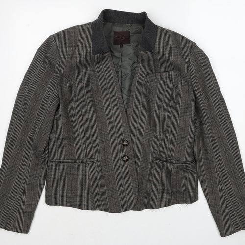 Great Plains London Womens Brown Check Wool Jacket Blazer Size L