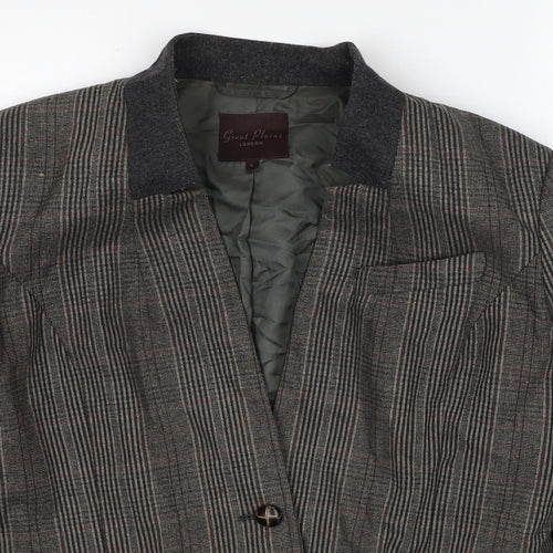 Great Plains London Womens Brown Check Wool Jacket Blazer Size L