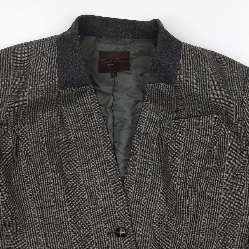 Great Plains London Womens Brown Check Wool Jacket Blazer Size L