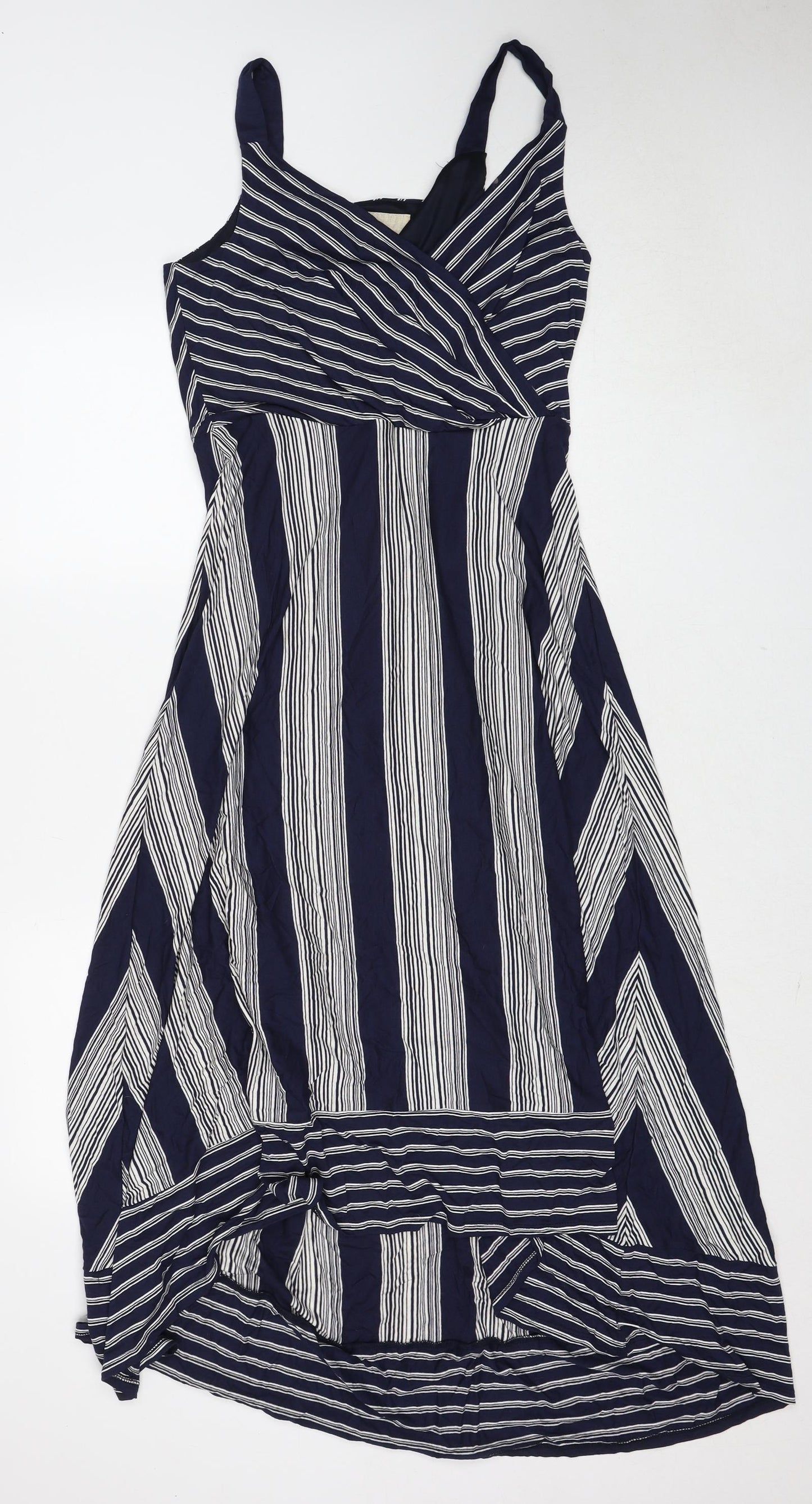 Phase Eight Womens Beige Striped Viscose Maxi Size 12 V-Neck Pullover