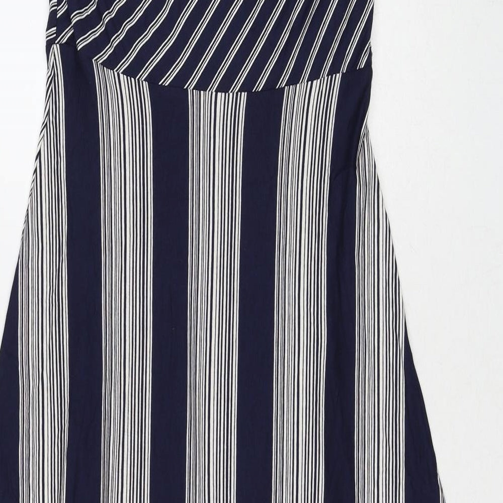 Phase Eight Womens Beige Striped Viscose Maxi Size 12 V-Neck Pullover