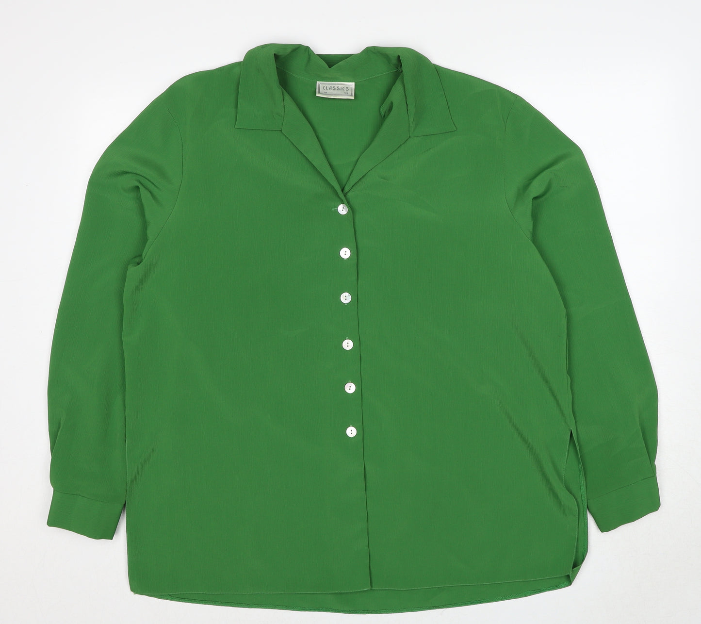 Classics Womens Green Polyester Basic Button-Up Size 18 Collared