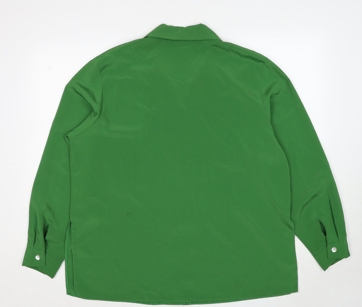 Classics Womens Green Polyester Basic Button-Up Size 18 Collared