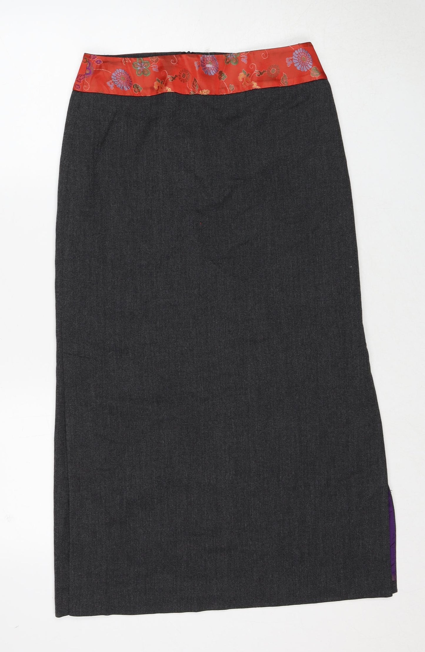 Alain Manoukian Womens Grey Floral Polyester A-Line Skirt Size 10 Zip