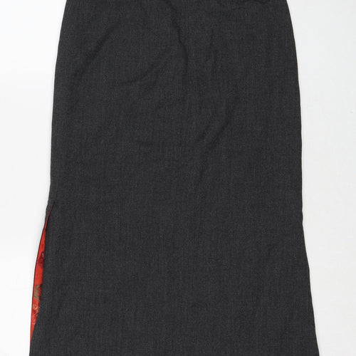 Alain Manoukian Womens Grey Floral Polyester A-Line Skirt Size 10 Zip
