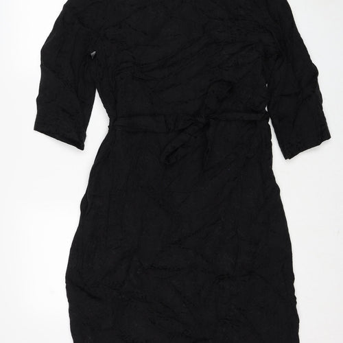 Selected Femme Womens Black Cupro A-Line Size 12 Round Neck Pullover