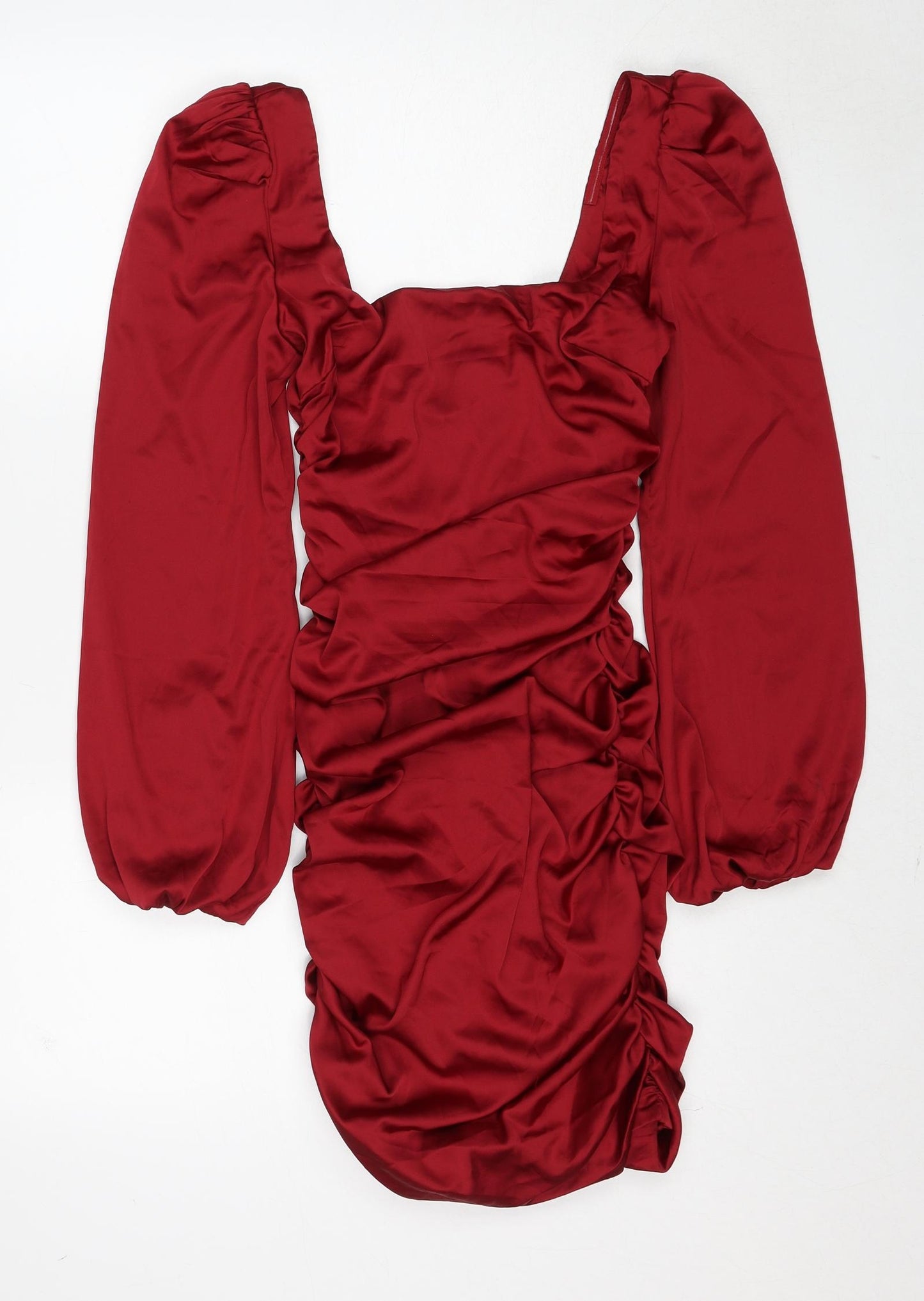 Oh Polly Womens Red Polyester Bodycon Size 6 Square Neck Zip