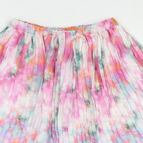 NEXT Girls Multicoloured Geometric Polyester A-Line Skirt Size 7 Years Regular Pull On