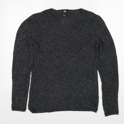 H&M Womens Grey Round Neck Cotton Pullover Jumper Size S