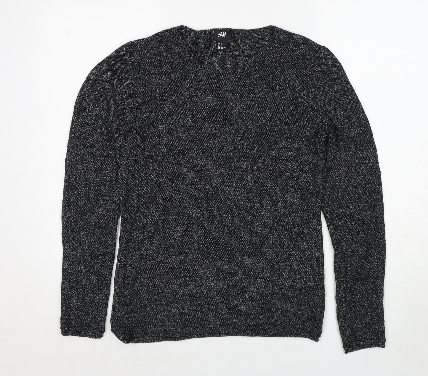 H&M Womens Grey Round Neck Cotton Pullover Jumper Size S
