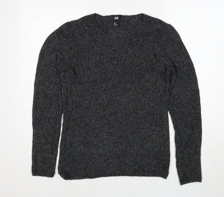 H&M Womens Grey Round Neck Cotton Pullover Jumper Size S