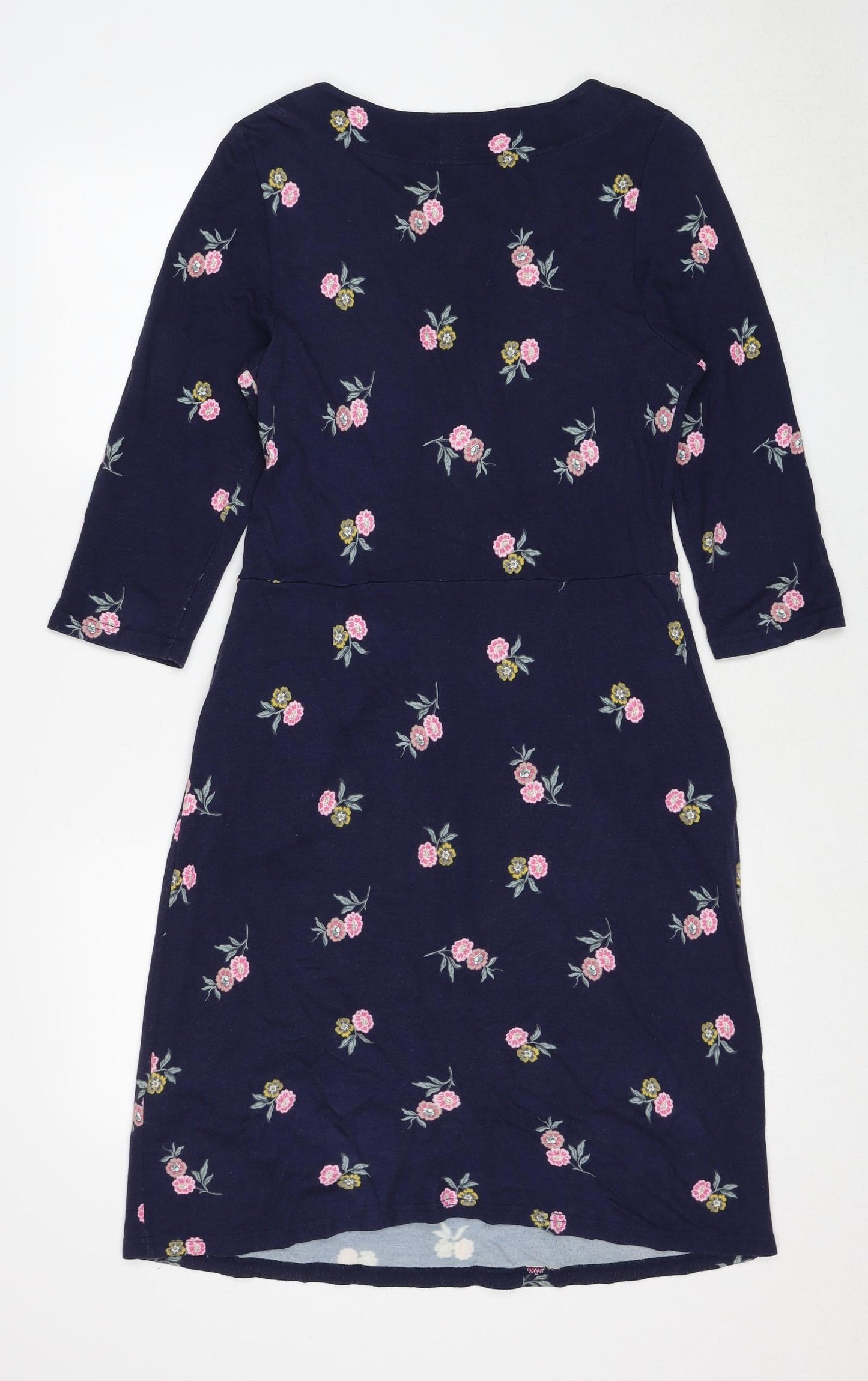 Joules Womens Blue Floral Viscose Shift Size 12 Round Neck Pullover