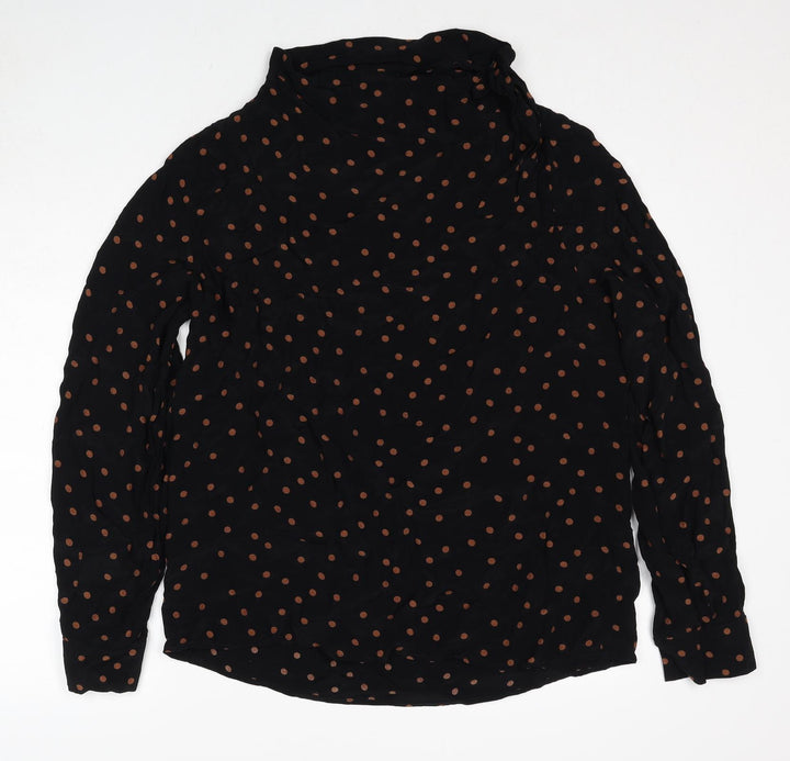 Topshop Womens Black Polka Dot Viscose Basic Blouse Size 14 High Neck