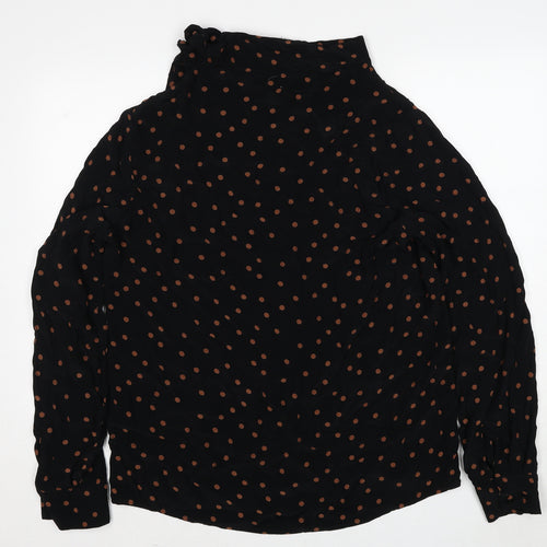 Topshop Womens Black Polka Dot Viscose Basic Blouse Size 14 High Neck