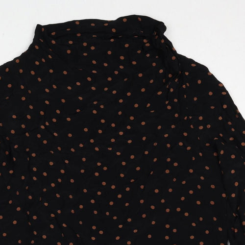 Topshop Womens Black Polka Dot Viscose Basic Blouse Size 14 High Neck