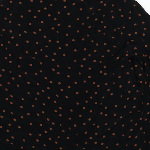 Topshop Womens Black Polka Dot Viscose Basic Blouse Size 14 High Neck
