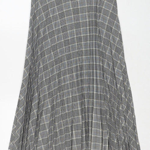 Marks and Spencer Womens Grey Paisley Polyester Pleated Skirt Size 10 Zip