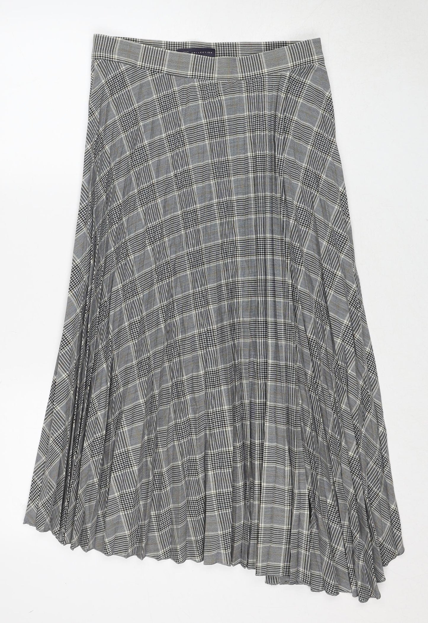 Marks and Spencer Womens Grey Paisley Polyester Pleated Skirt Size 10 Zip