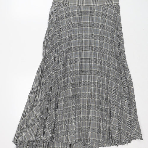 Marks and Spencer Womens Grey Paisley Polyester Pleated Skirt Size 10 Zip