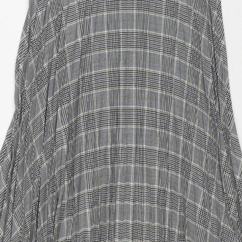 Marks and Spencer Womens Grey Paisley Polyester Pleated Skirt Size 10 Zip