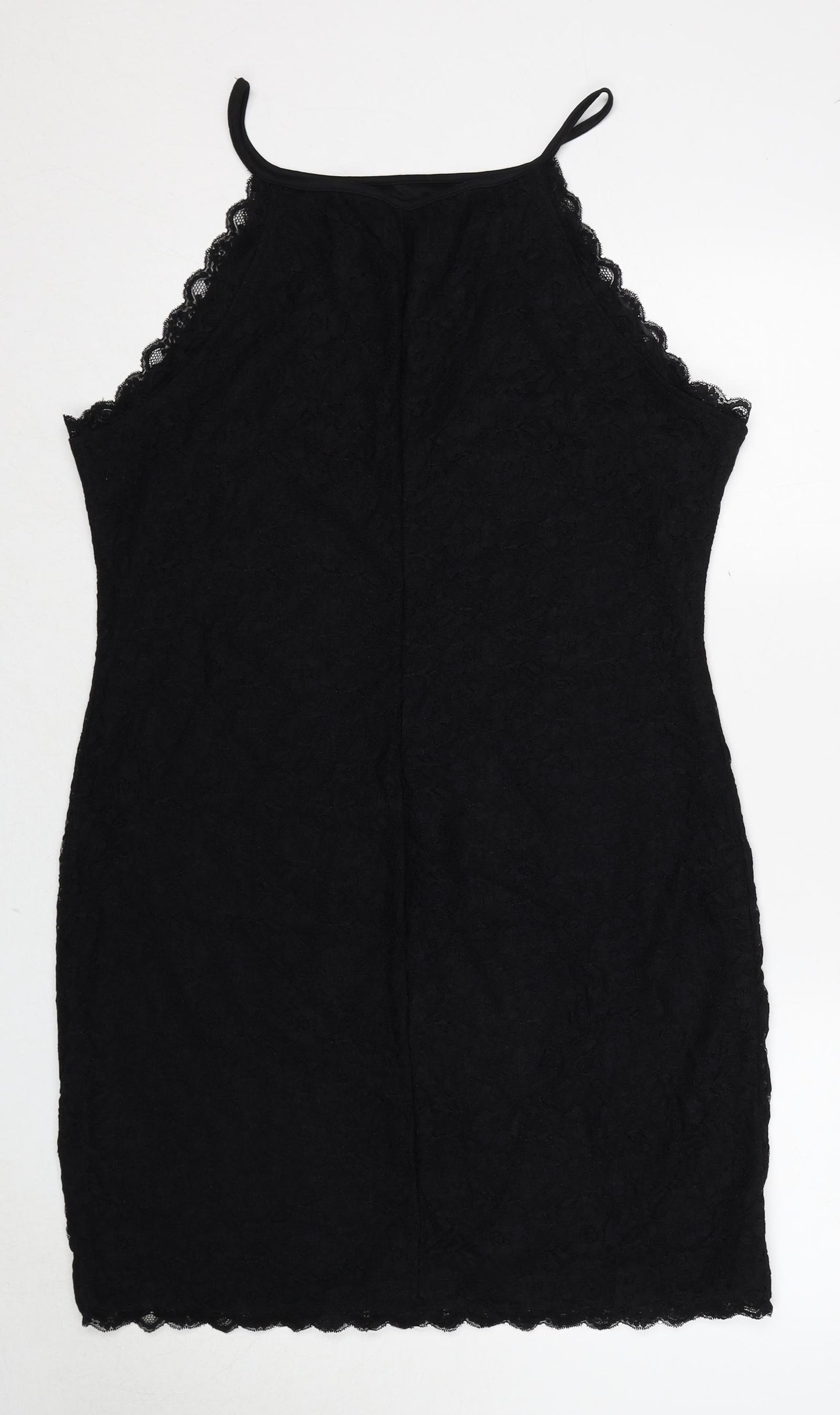 New Look Womens Black Nylon Tank Dress Size 18 Round Neck Pullover