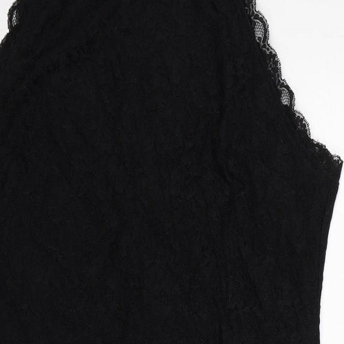 New Look Womens Black Nylon Tank Dress Size 18 Round Neck Pullover