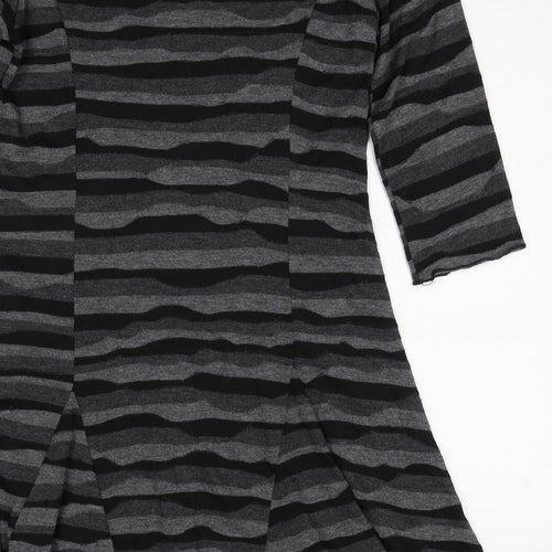 Epilogue Womens Grey Striped Polyester A-Line Size 14 Round Neck Pullover