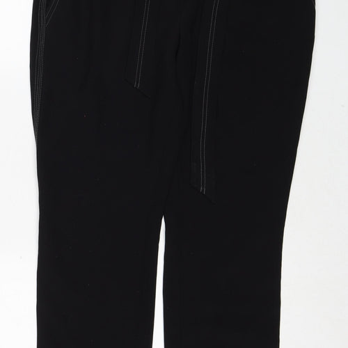 YAYA Womens Black Polyester Trousers Size 10 Regular Zip - Contrast Stitching